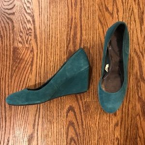 Teal suede wedge